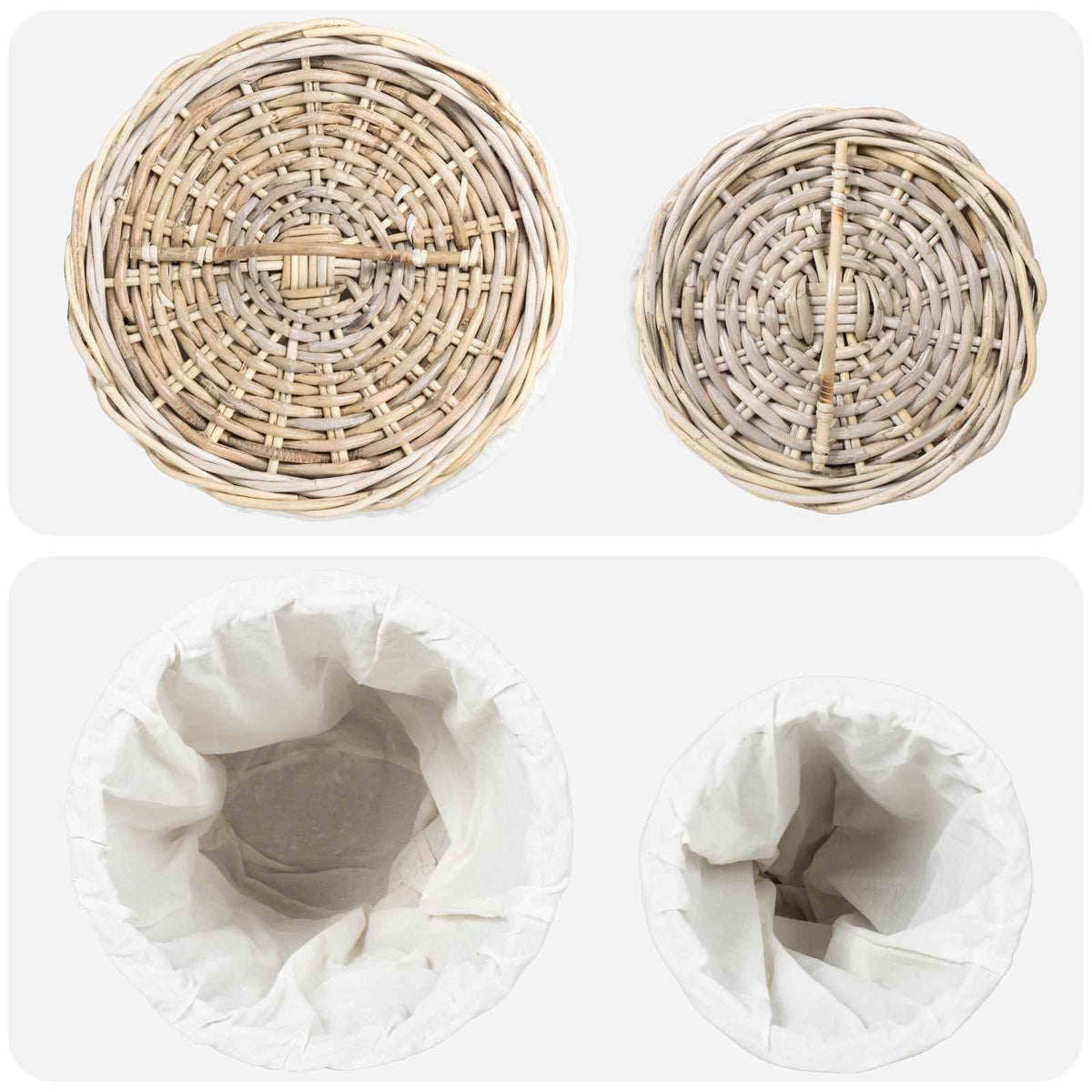 Laundry Basket with Lid GENDT 2 pcs Natural Grey Kubu Rattan