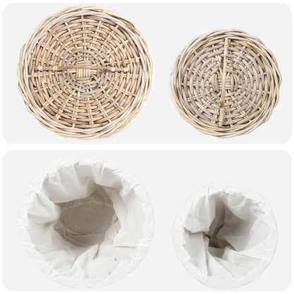 Laundry Basket with Lid GENDT 2 pcs Natural Grey Kubu Rattan
