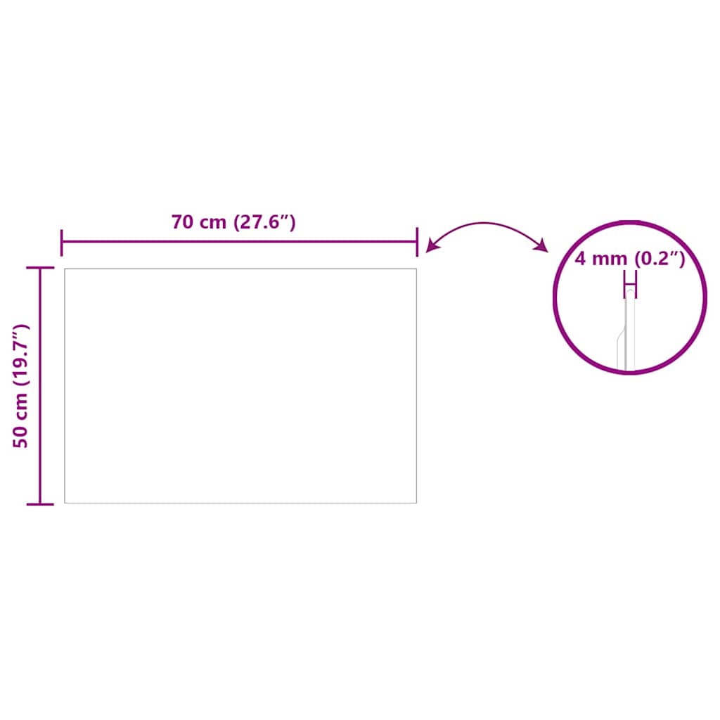 Wall Mirror Rectangular 70 x 50 cm Tempered Glass