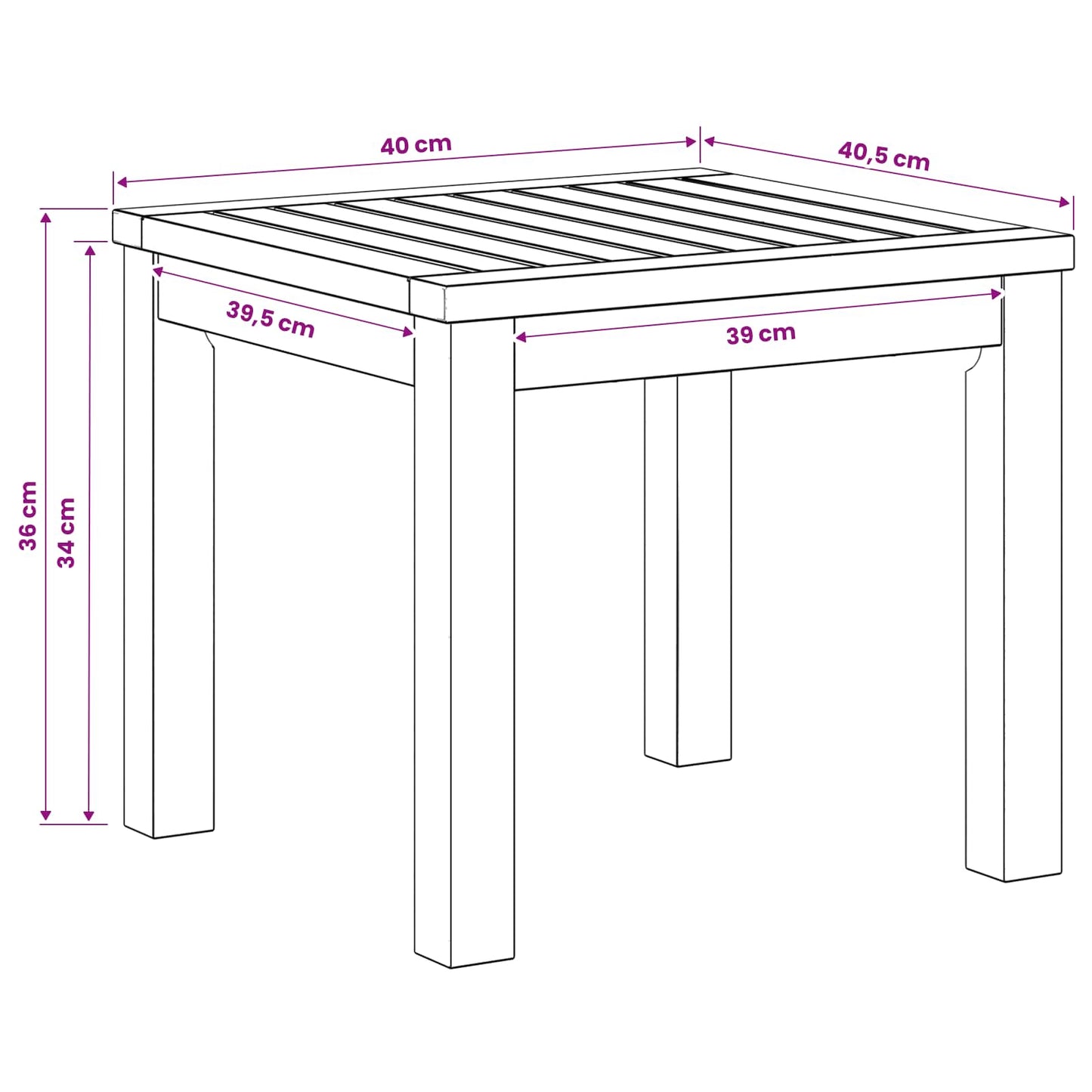 Coffee Table Natural 40 x 40.5 x 36 cm Solid Acacia Wood