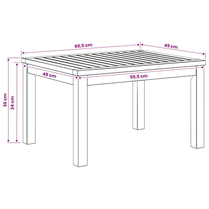 Coffee Table Natural 50 x 60.5 x 36 cm Solid Acacia Wood