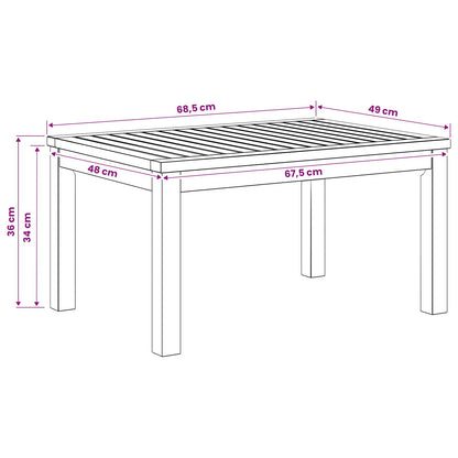Coffee Table Natural 50 x 68.5 x 36 cm Solid Acacia Wood