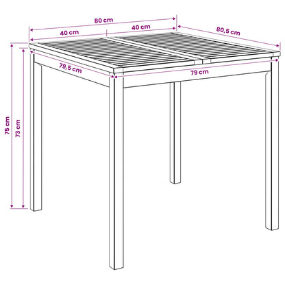 Garden Dinner Table Natural 80 x 80.5 x 75 cm Solid Acacia Wood