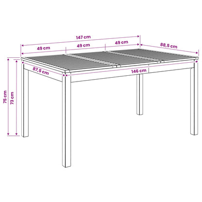 Garden Dinner Table Natural 147 x 88.5 x 75 cm