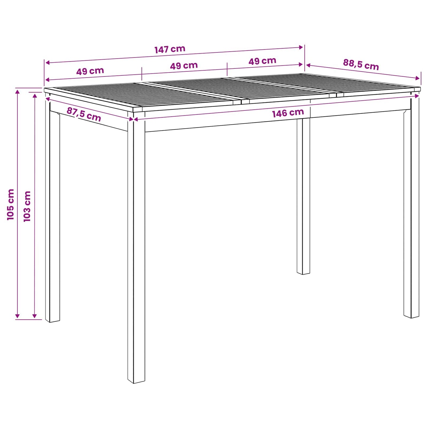 Garden Bar Table Natural 147 x 88.5 x 105 cm Solid Acacia Wood