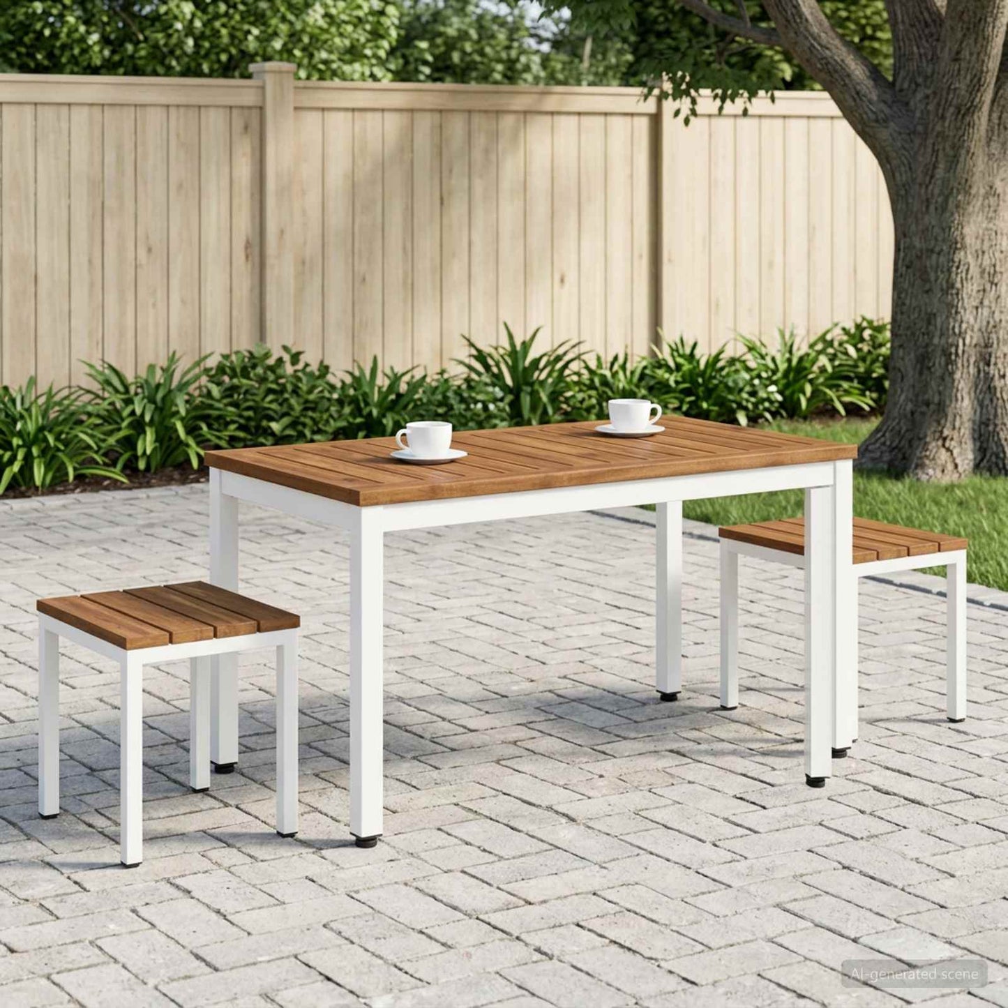 Coffee Table Natural and White 50 x 100.5 x 45 cm