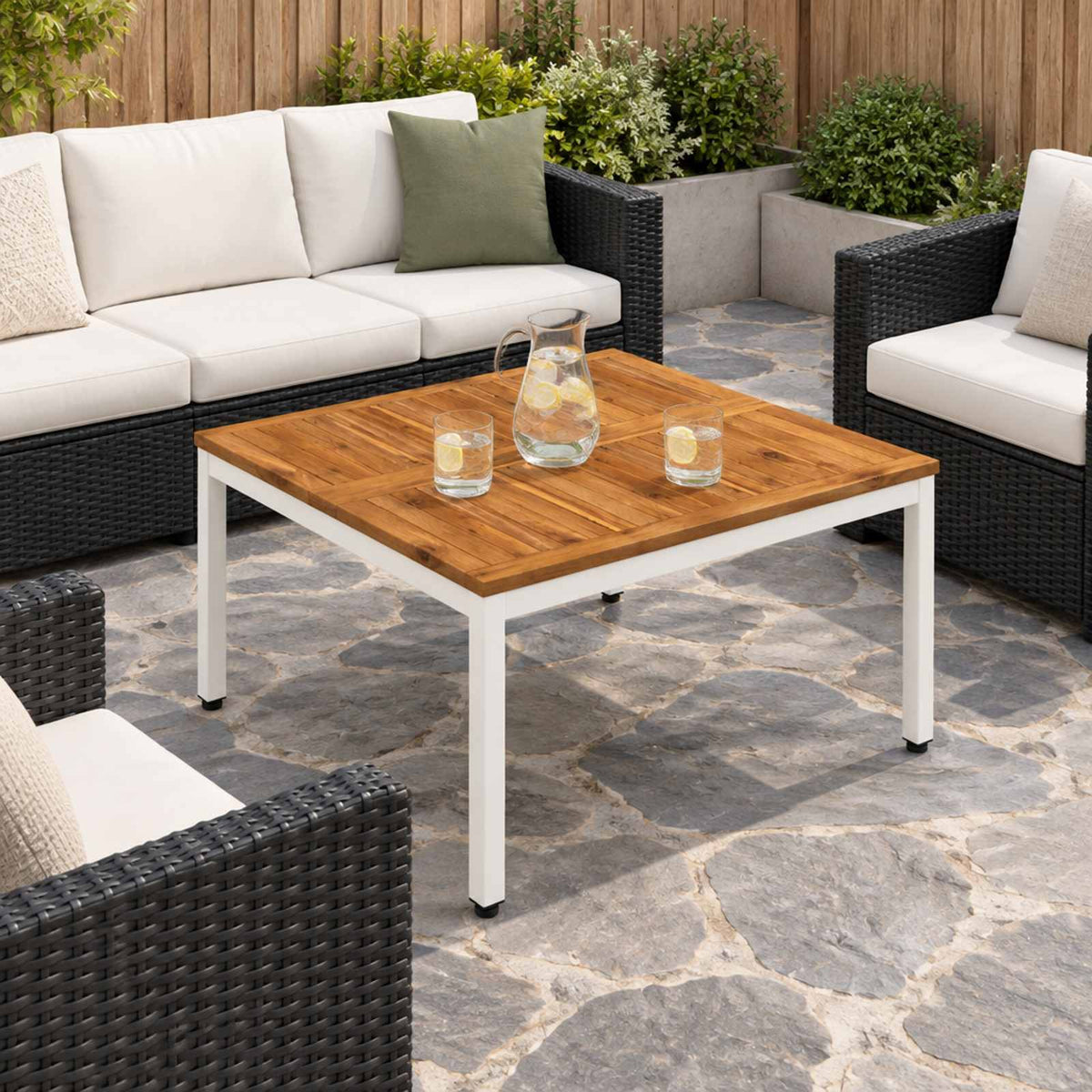 Coffee Table Natural and White 80 x 80.5 x 45 cm