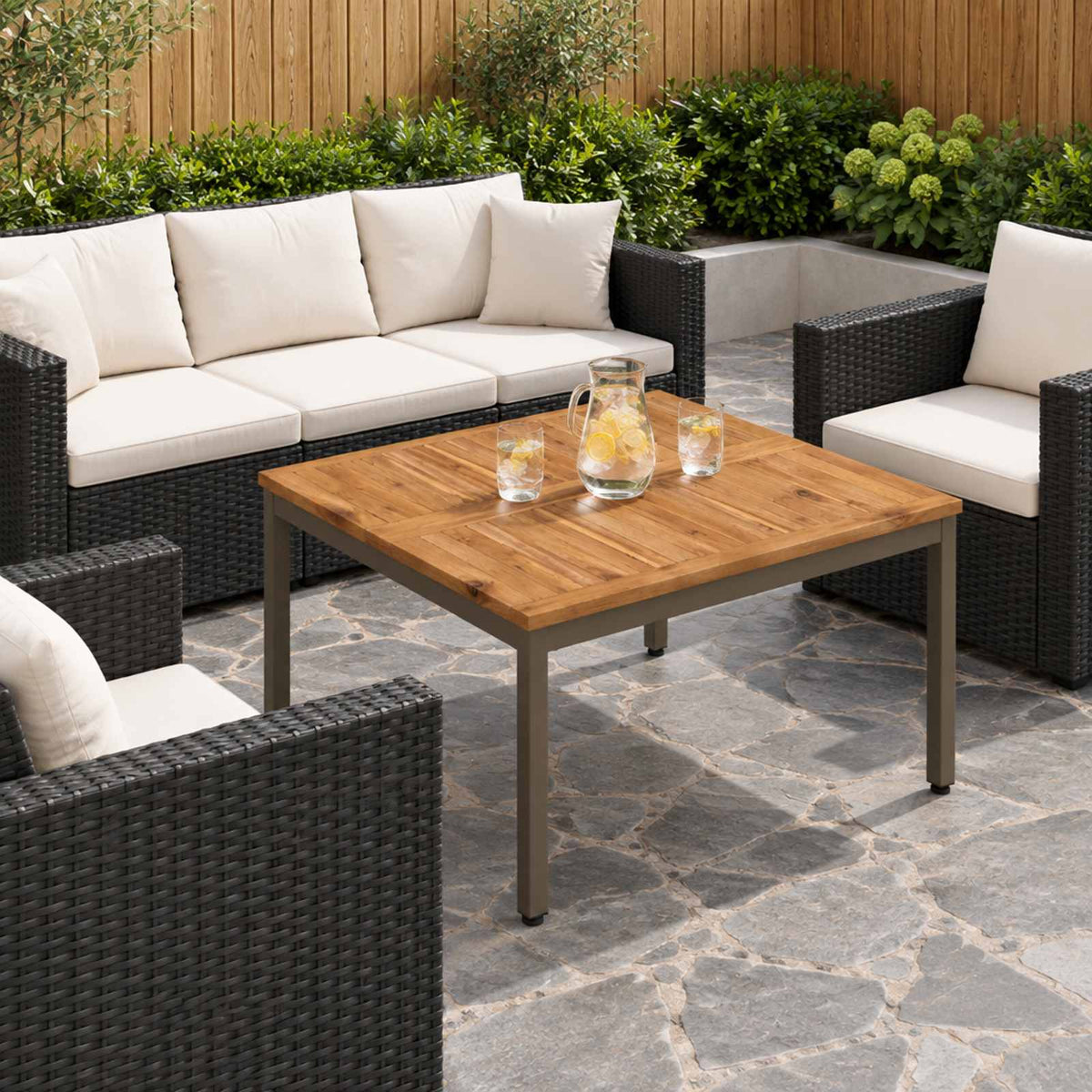 Coffee Table Natural and Coffee 80 x 80.5 x 45 cm
