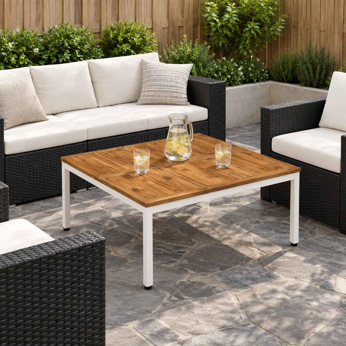 Coffee Table Natural and White 98 x 100.5 x 45 cm
