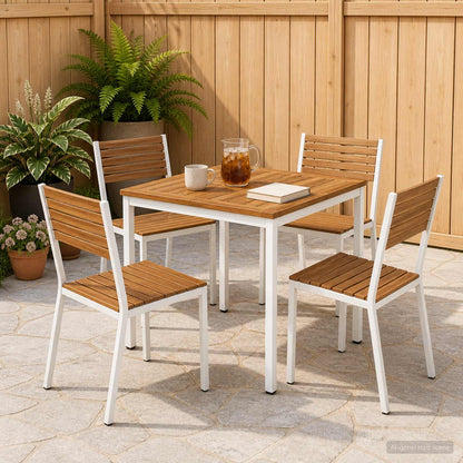 Garden Dinner Table Natural and White 70 x 68.5 x 75 cm