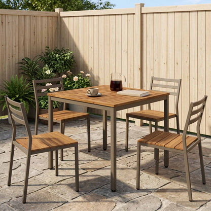 Garden Dinner Table Natural and Coffee 80 x 80.5 x 75 cm