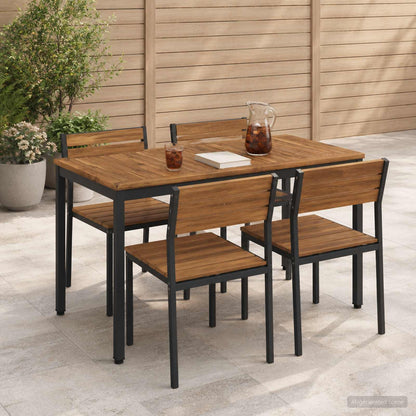 Garden Dinner Table Natural and Black 108.5 x 55 x 75 cm