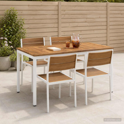 Garden Dinner Table Natural and White 108.5 x 55 x 75 cm