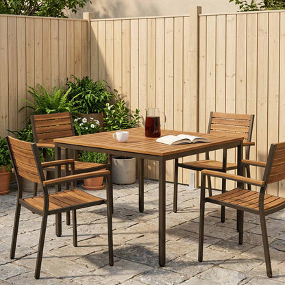 Garden Dinner Table Natural and Coffee 110 x 108.5 x 75 cm