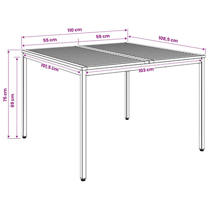 Garden Dinner Table Natural and Coffee 110 x 108.5 x 75 cm