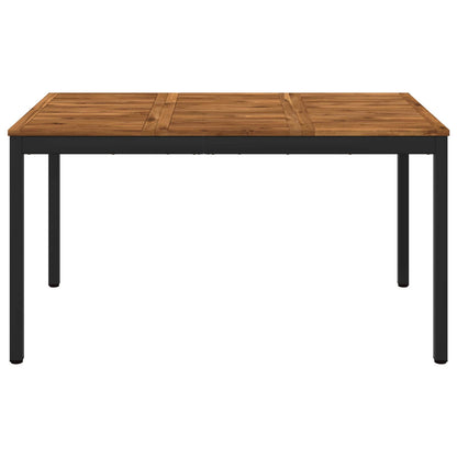 Garden Dinner Table Natural and Black 141 x 80.5 x 75 cm