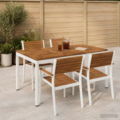 Garden Dinner Table Natural and White 141 x 80.5 x 75 cm