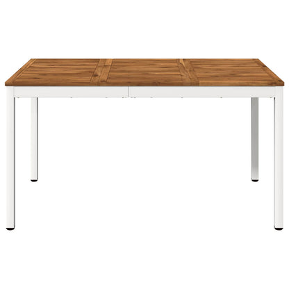 Garden Dinner Table Natural and White 141 x 80.5 x 75 cm