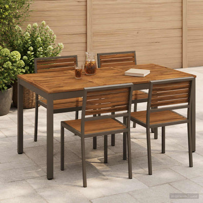 Garden Dinner Table Natural and Coffee 141 x 80.5 x 75 cm