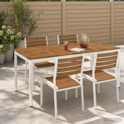 Garden Dinner Table Natural and White 180 x 88.5 x 75 cm