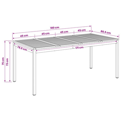 Garden Dinner Table Natural and White 180 x 88.5 x 75 cm