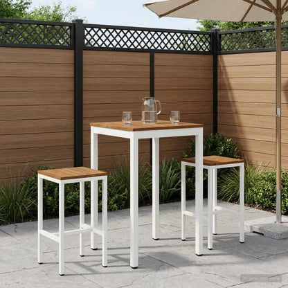 Garden Bar Table Natural and White 60 x 60.5 x 105 cm