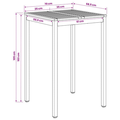 Garden Bar Table Natural and White 70 x 68.5 x 105 cm