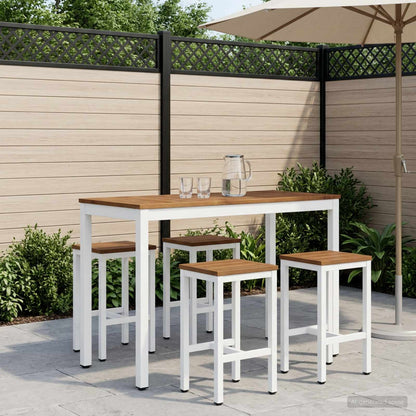 Garden Bar Table Natural and White 108.5 x 55 x 105 cm