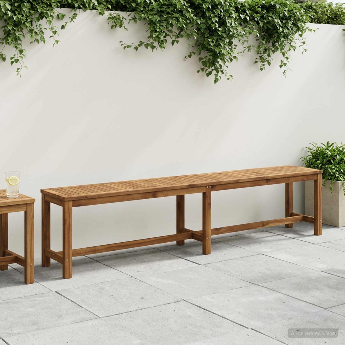 Garden Bench LAREN 201 x 35 x 45 cm Solid Acacia Wood Natural