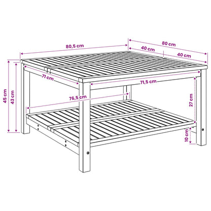 Coffee Table Natural 80.5 x 80 x 45 cm Solid Acacia Wood