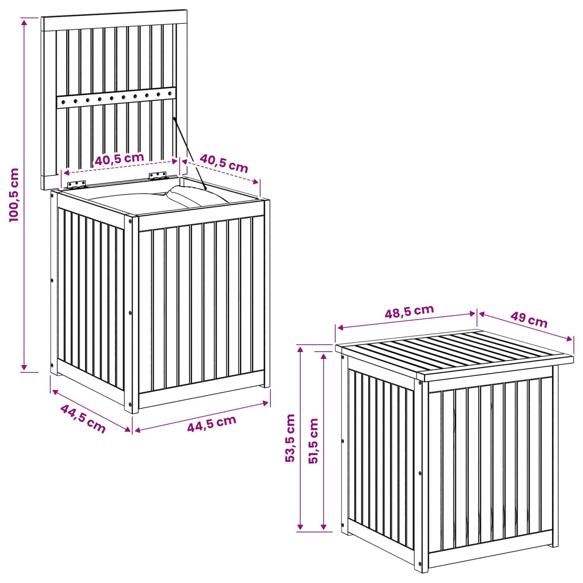 Garden Storage Box Solid Acacia Wood 48.5 x 49 x 53.5 cm