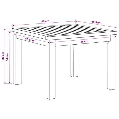 Coffee Table White 50 x 48.5 x 36 cm Solid Acacia Wood