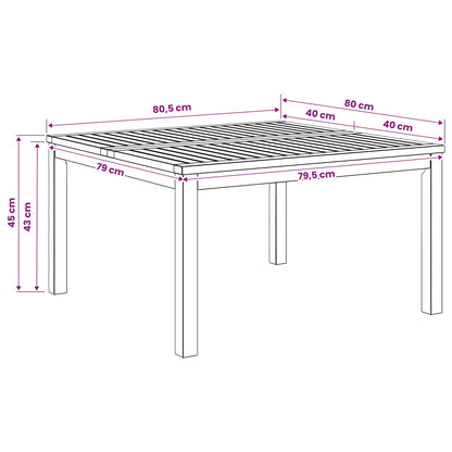 Coffee Table White 80 x 80.5 x 45 cm Solid Acacia Wood