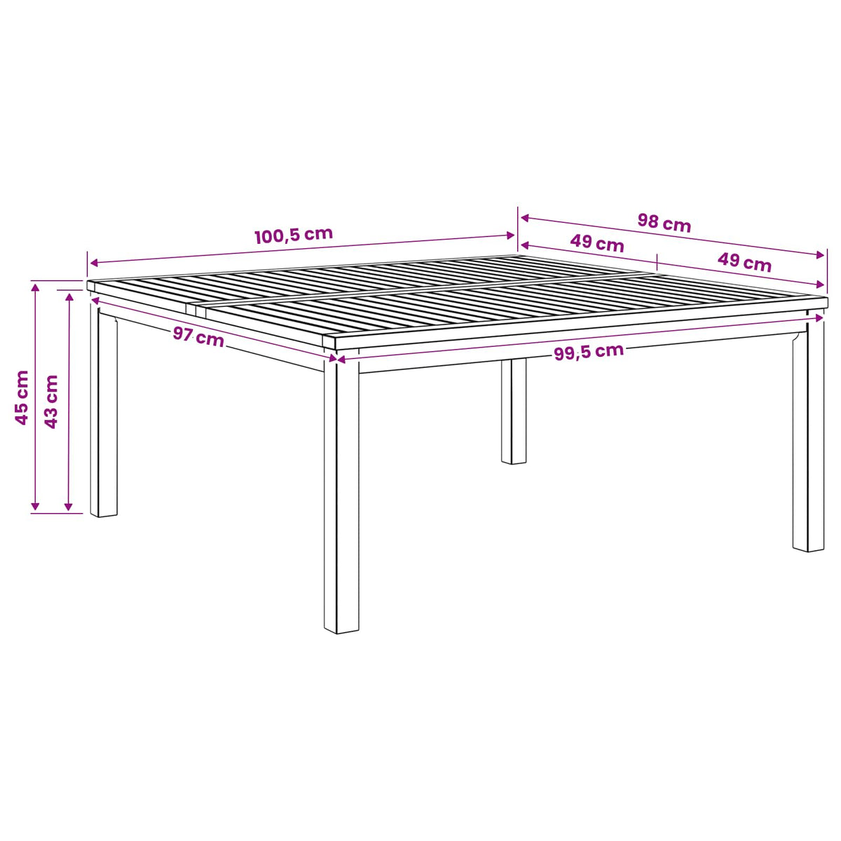 Coffee Table White 98 x 100.5 x 45 cm Solid Acacia Wood