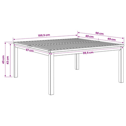 Coffee Table White 98 x 100.5 x 45 cm Solid Acacia Wood