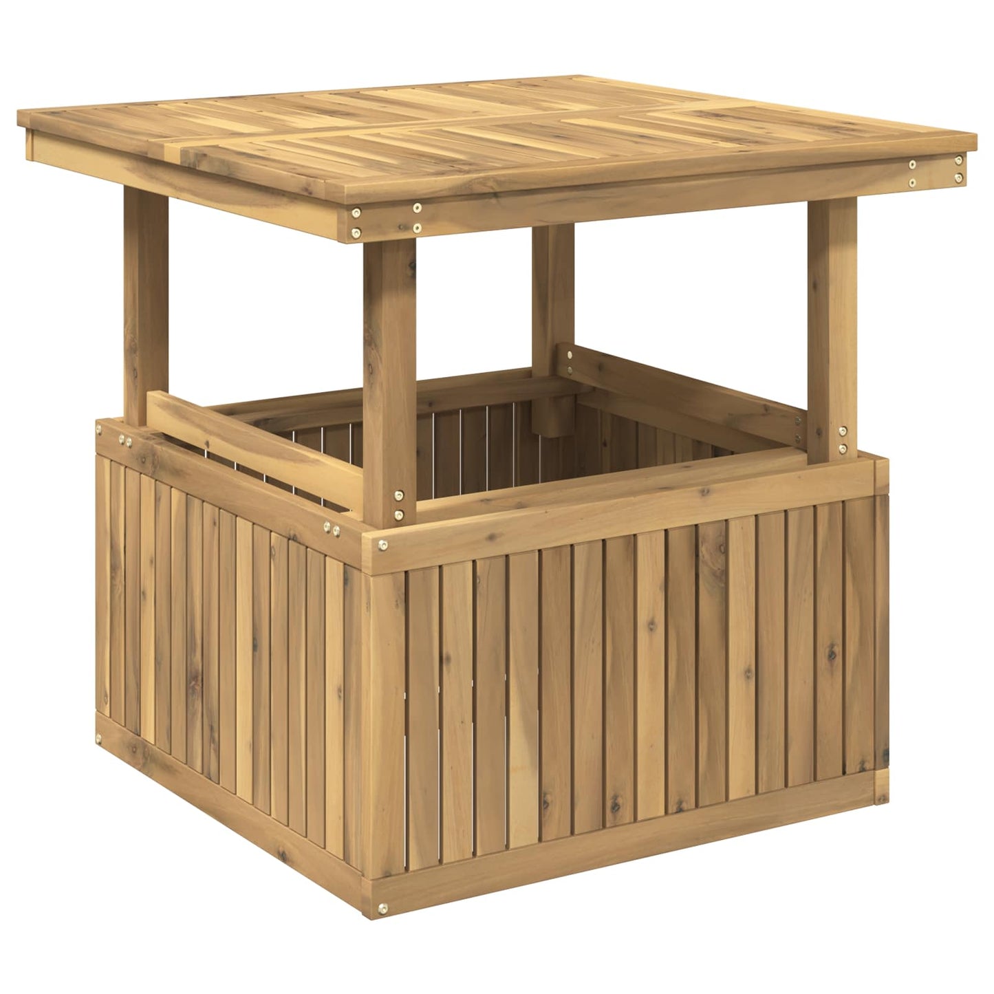 Garden Coffee Table Solid Acacia Wood Height Adjustable White