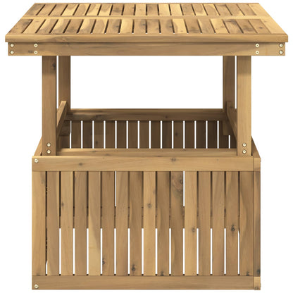 Garden Coffee Table Solid Acacia Wood Height Adjustable White
