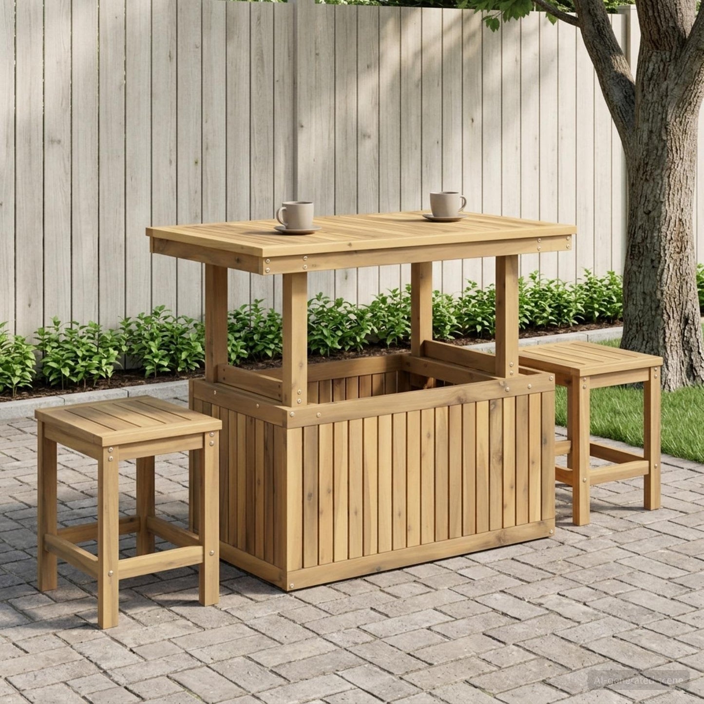 Garden Coffee Table Solid Acacia Wood Height Adjustable White