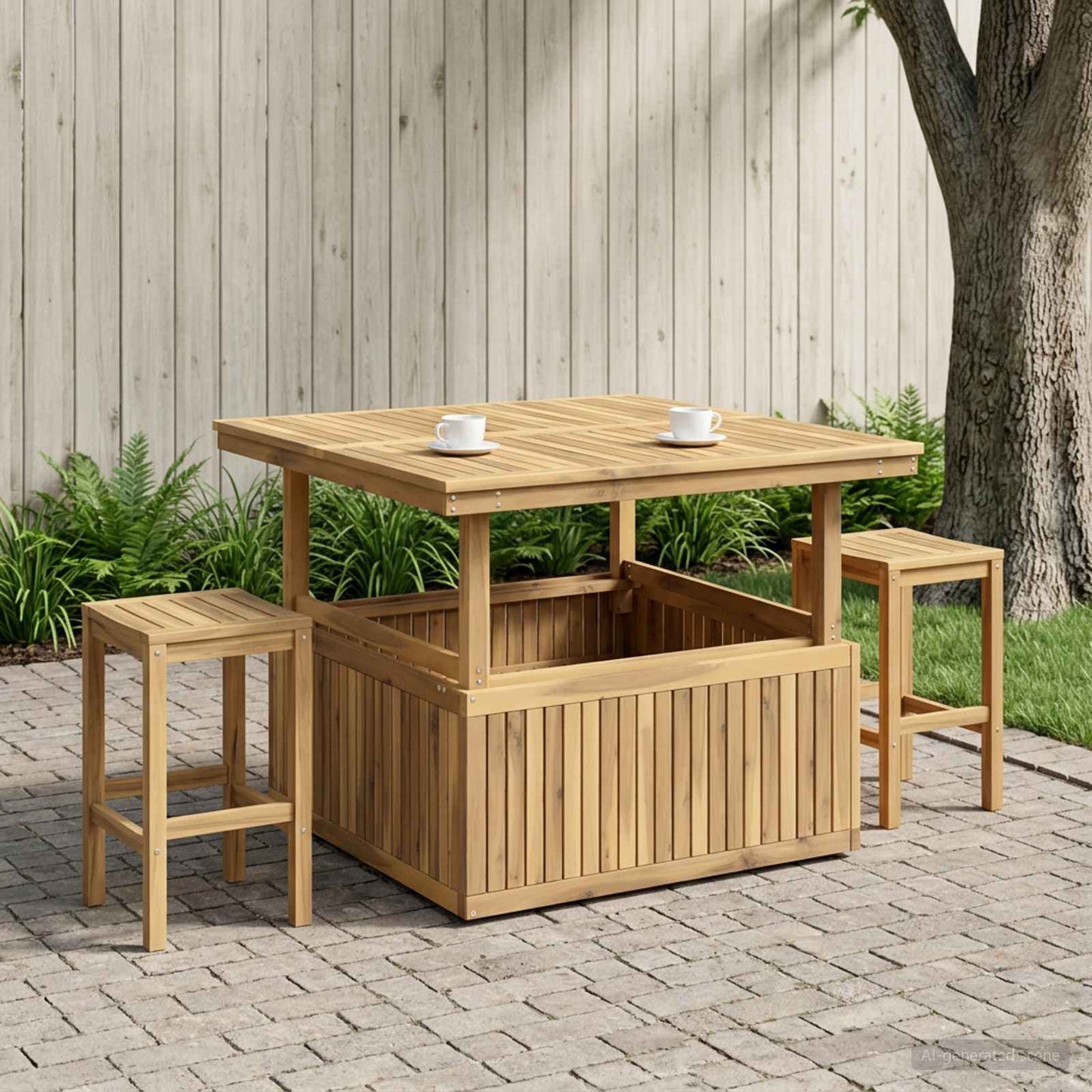 Garden Coffee Table Solid Acacia Wood Height Adjustable White