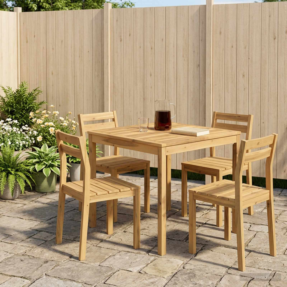 Garden Dinner Table White 80 x 80.5 x 75 cm Solid Acacia Wood