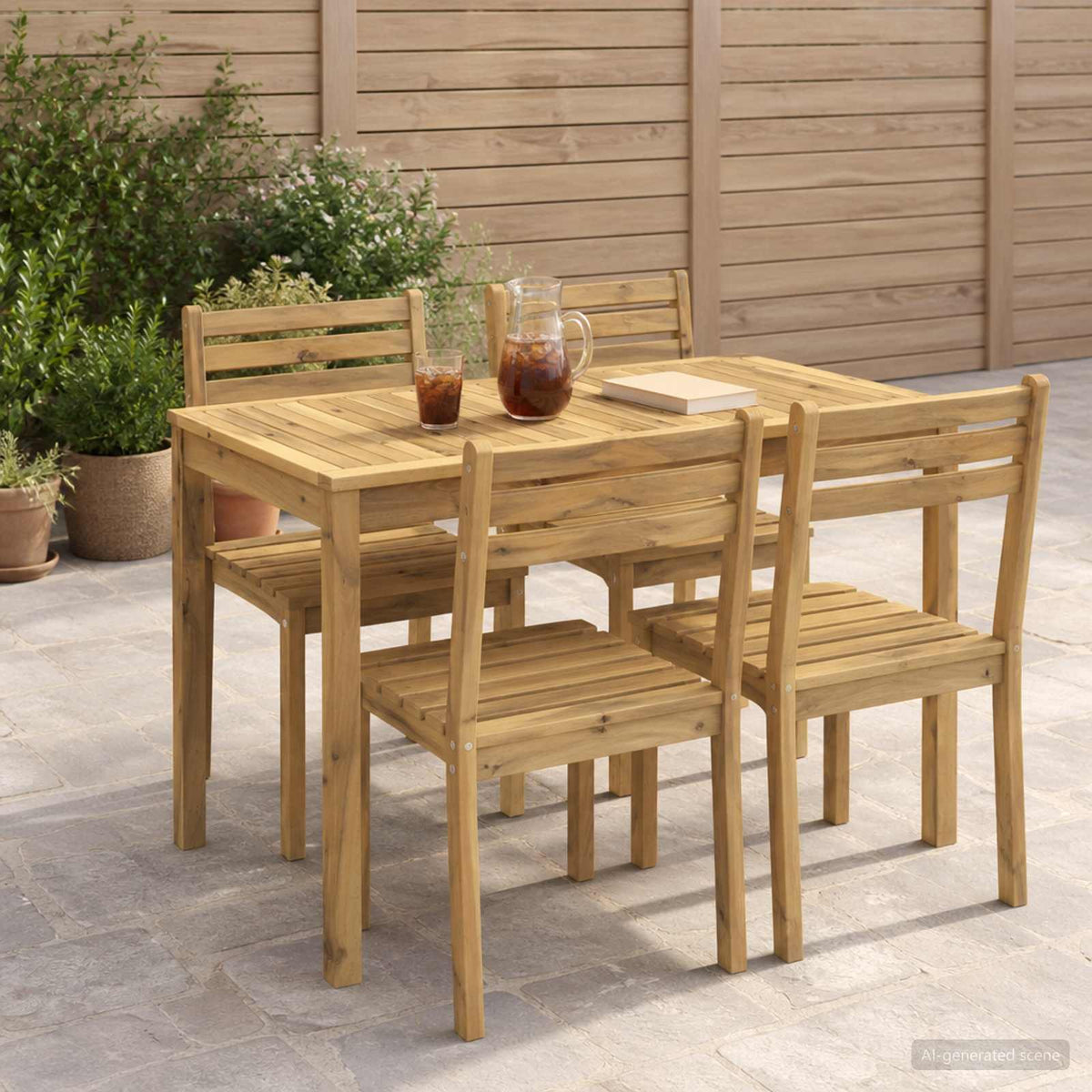 Garden Dinner Table LAREN Whitewash 108.5 x 55 x 75 cm