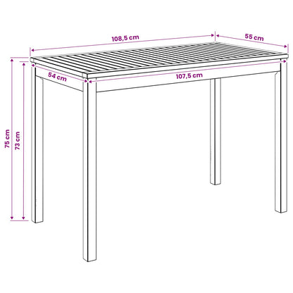 Garden Dinner Table LAREN Whitewash 108.5 x 55 x 75 cm