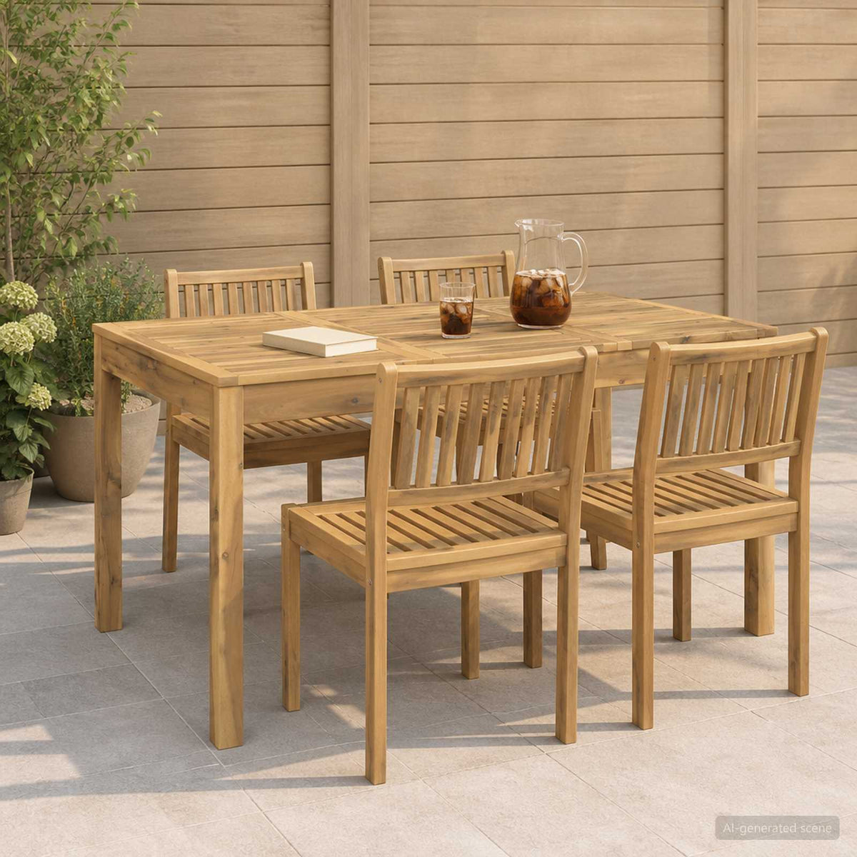 Garden Dinner Table White 141 x 80.5 x 75 cm Solid Acacia Wood