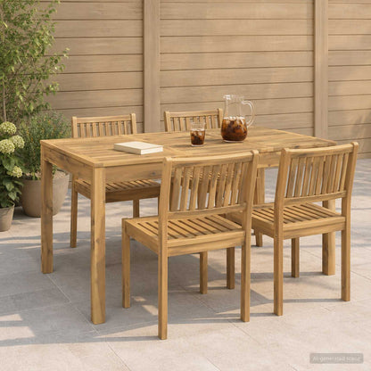 Garden Dinner Table White 141 x 80.5 x 75 cm Solid Acacia Wood