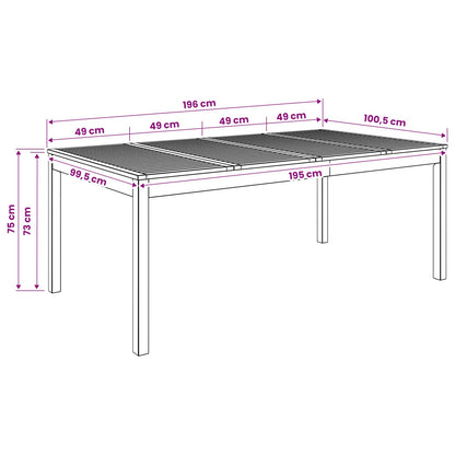 Garden Dinner Table White 196 x 100.5 x 75 cm Solid Acacia Wood