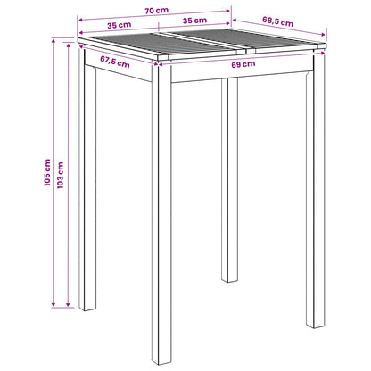 Garden Bar Table LAREN Whitewash 70 x 68.5 x 105 cm