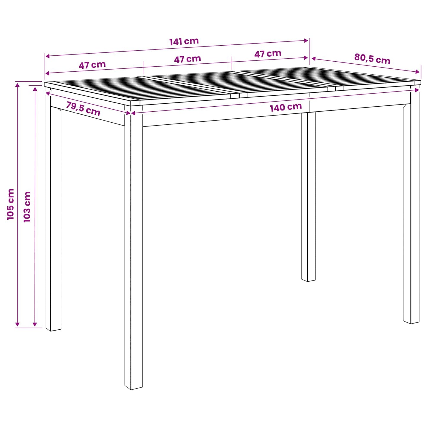 Garden Bar Table White 141 x 80.5 x 105 cm Solid Acacia Wood