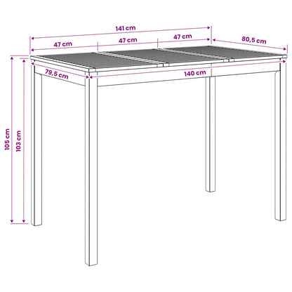 Garden Bar Table White 141 x 80.5 x 105 cm Solid Acacia Wood