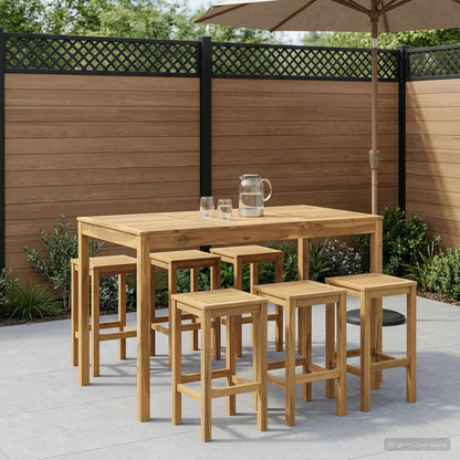 Garden Bar Table White 147 x 88.5 x 105 cm Solid Acacia Wood