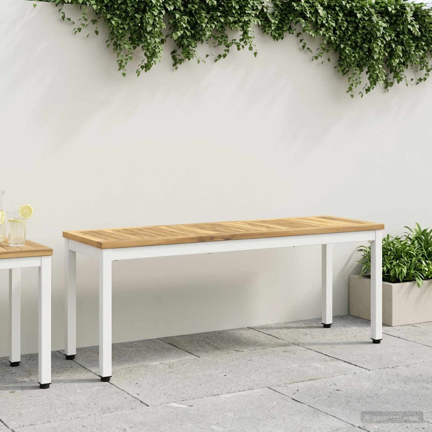 Garden Bench 108.5 x 35 x 45 cm Solid Acacia Wood White